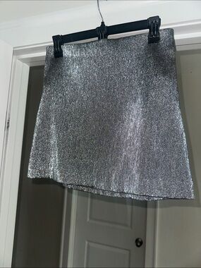 Silver Metallic Mini Skirt